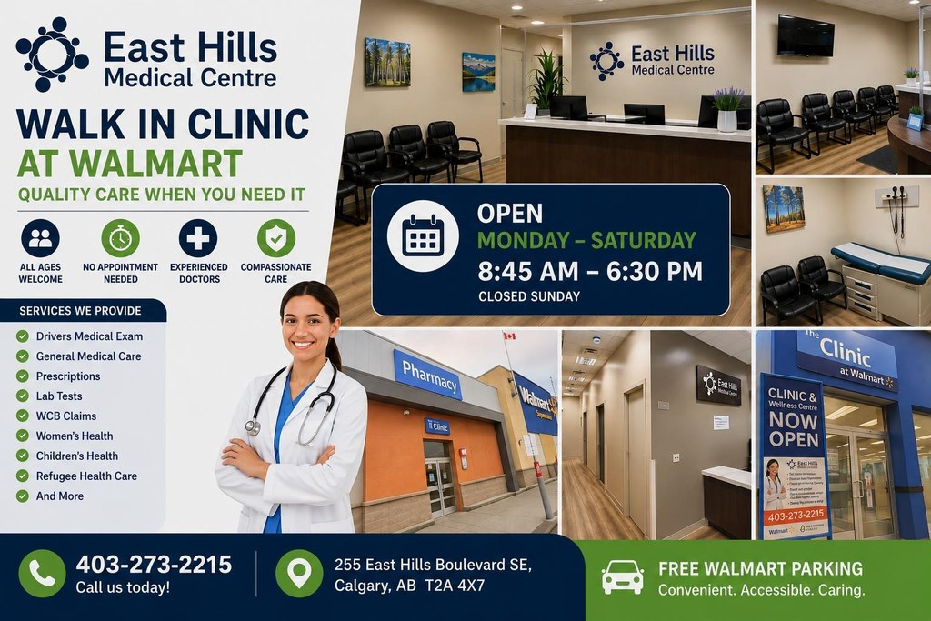 East Hills Medical Centre clinic services poster